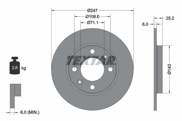 Bremsscheibe Hinterachse TEXTAR 92055003