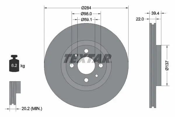 Bremsscheibe TEXTAR 92055203