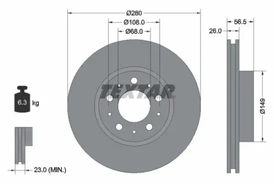 Bremsscheibe Vorderachse TEXTAR 92055400 Bild Bremsscheibe Vorderachse TEXTAR 92055400