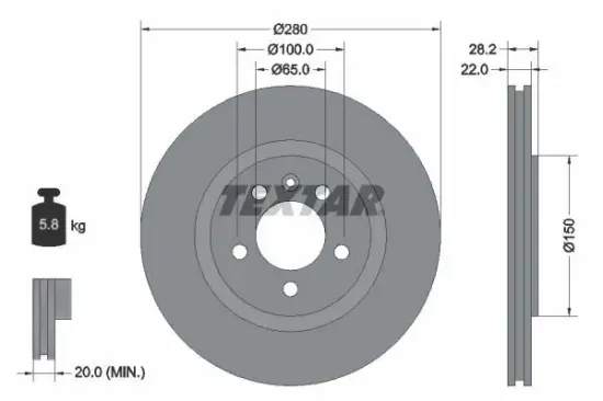 Bremsscheibe Vorderachse TEXTAR 92057100 Bild Bremsscheibe Vorderachse TEXTAR 92057100