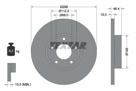 Bremsscheibe Vorderachse TEXTAR 92057405 Bild Bremsscheibe Vorderachse TEXTAR 92057405