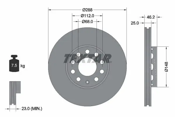 Bremsscheibe TEXTAR 92057605