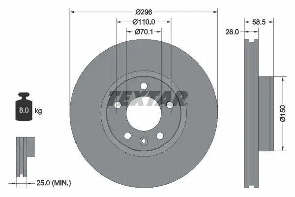 Bremsscheibe Vorderachse TEXTAR 92057700