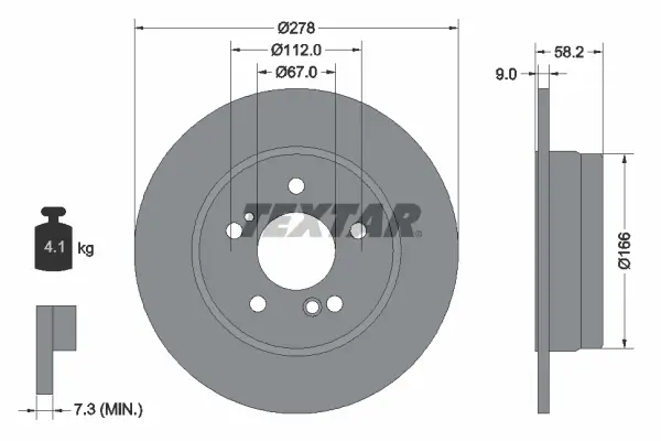 Bremsscheibe Hinterachse TEXTAR 92058000