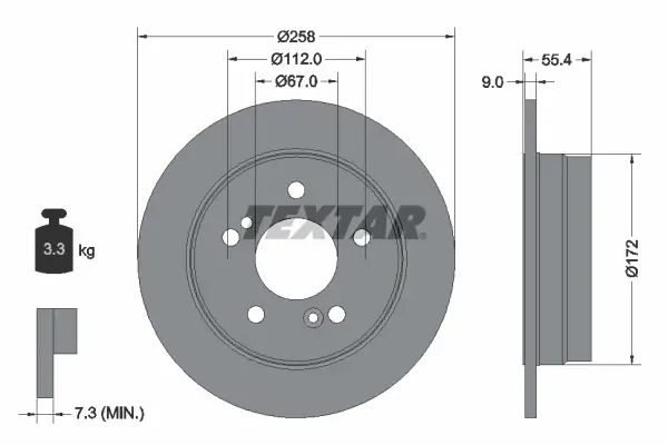 Bremsscheibe Hinterachse TEXTAR 92059503