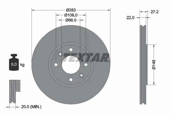 Bremsscheibe Vorderachse TEXTAR 92059600