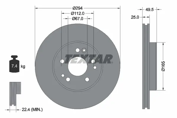 Bremsscheibe Vorderachse TEXTAR 92060000
