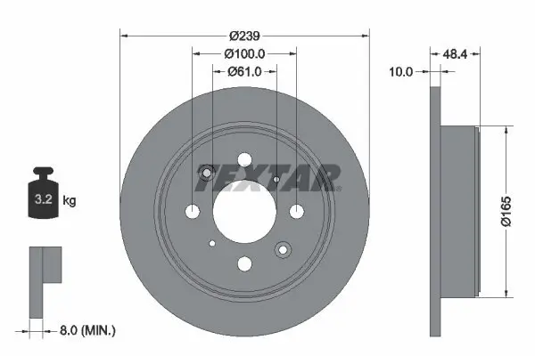 Bremsscheibe Hinterachse TEXTAR 92060800