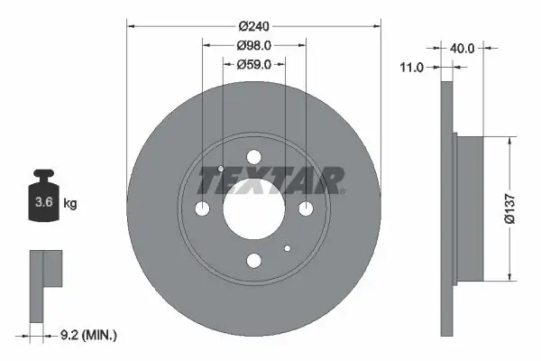 Bremsscheibe TEXTAR 92061103