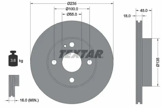 Bremsscheibe TEXTAR 92061500 Bild Bremsscheibe TEXTAR 92061500