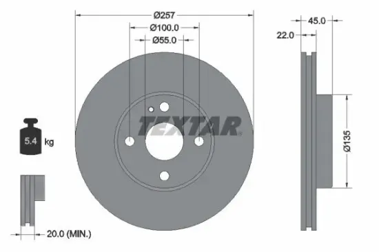 Bremsscheibe TEXTAR 92061600 Bild Bremsscheibe TEXTAR 92061600