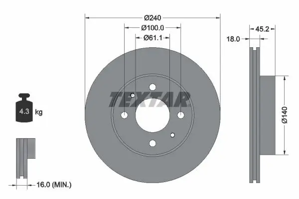 Bremsscheibe TEXTAR 92063200