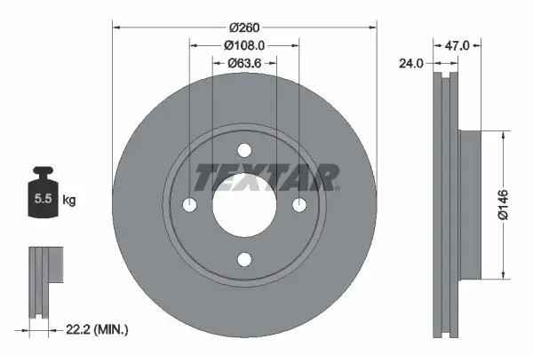 Bremsscheibe TEXTAR 92063503