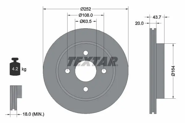 Bremsscheibe TEXTAR 92063603