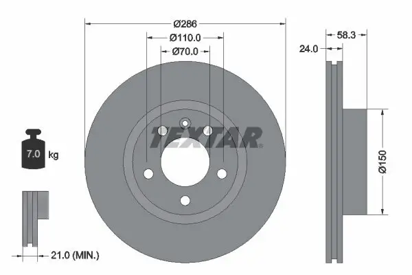 Bremsscheibe TEXTAR 92066903