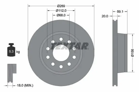 Bremsscheibe Hinterachse TEXTAR 92068400 Bild Bremsscheibe Hinterachse TEXTAR 92068400