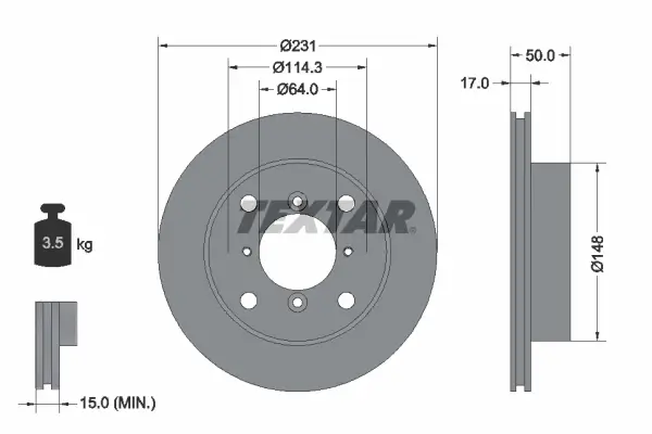 Bremsscheibe Vorderachse TEXTAR 92069000