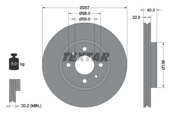 Bremsscheibe TEXTAR 92069600