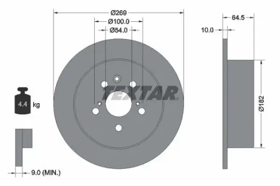 Bremsscheibe Hinterachse TEXTAR 92070800 Bild Bremsscheibe Hinterachse TEXTAR 92070800