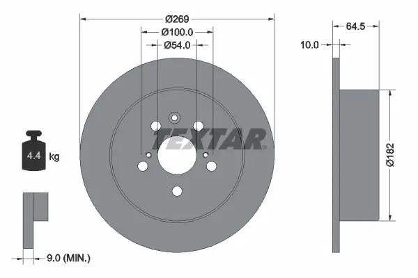 Bremsscheibe Hinterachse TEXTAR 92070800