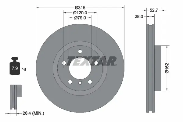 Bremsscheibe Vorderachse rechts TEXTAR 92071203
