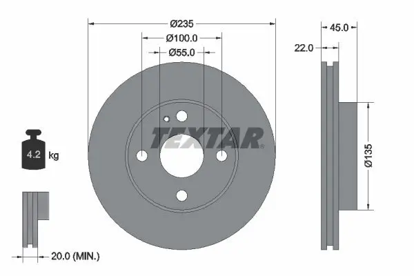 Bremsscheibe Vorderachse TEXTAR 92071500