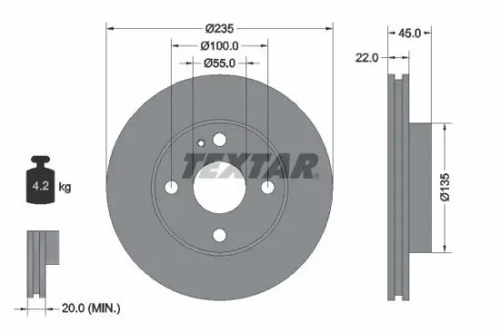 Bremsscheibe Vorderachse TEXTAR 92071500 Bild Bremsscheibe Vorderachse TEXTAR 92071500