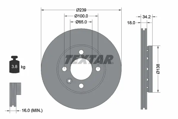 Bremsscheibe Vorderachse TEXTAR 92072003
