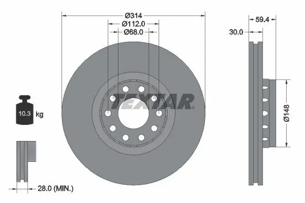 Bremsscheibe Vorderachse TEXTAR 92073200