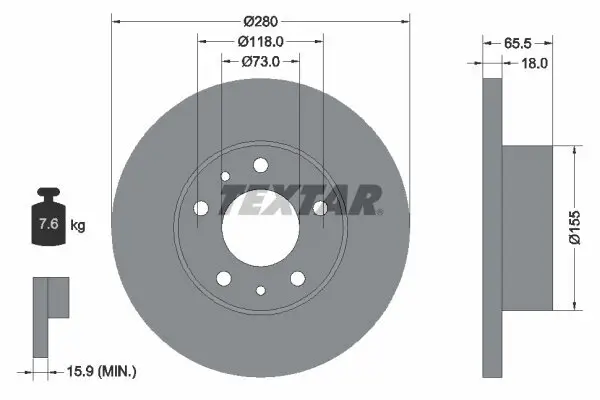 Bremsscheibe TEXTAR 92073703