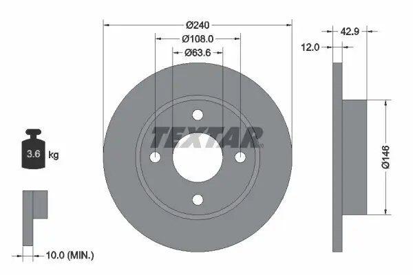 Bremsscheibe TEXTAR 92075303