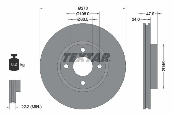 Bremsscheibe TEXTAR 92075400