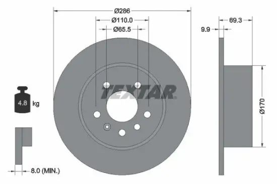 Bremsscheibe TEXTAR 92075703 Bild Bremsscheibe TEXTAR 92075703