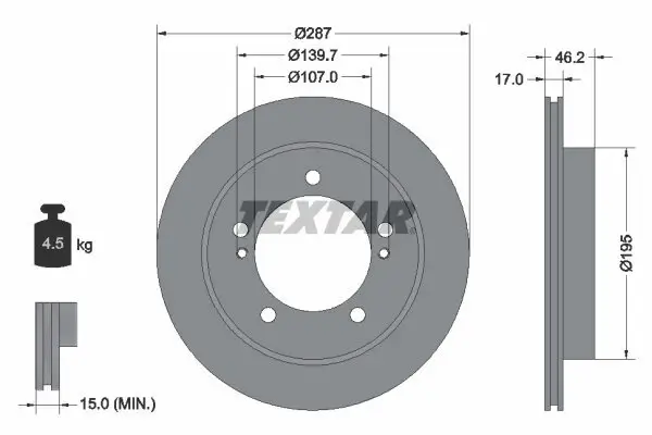 Bremsscheibe Vorderachse TEXTAR 92076400