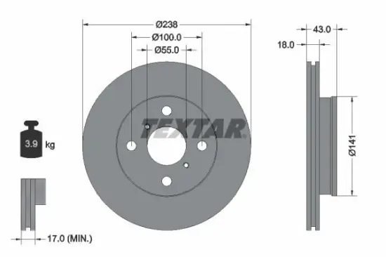 Bremsscheibe Vorderachse TEXTAR 92076500 Bild Bremsscheibe Vorderachse TEXTAR 92076500