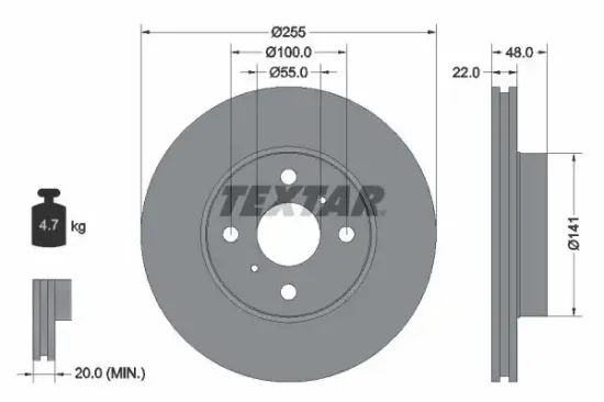 Bremsscheibe TEXTAR 92077203 Bild Bremsscheibe TEXTAR 92077203