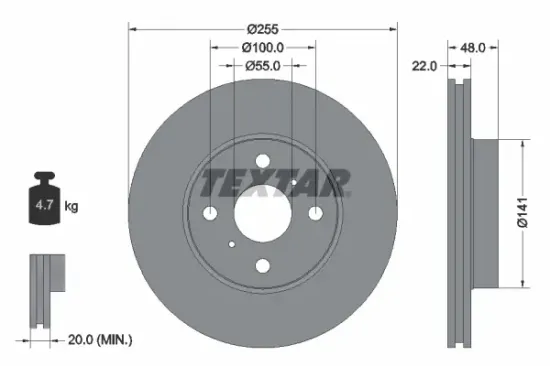 Bremsscheibe Vorderachse TEXTAR 92077203 Bild Bremsscheibe Vorderachse TEXTAR 92077203