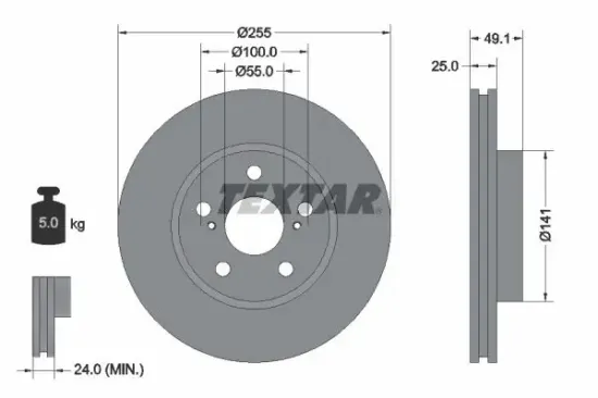 Bremsscheibe Vorderachse TEXTAR 92077400 Bild Bremsscheibe Vorderachse TEXTAR 92077400