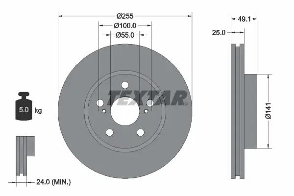 Bremsscheibe Vorderachse TEXTAR 92077400