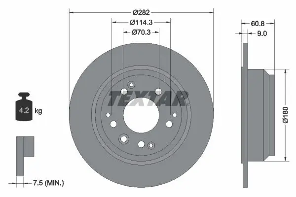 Bremsscheibe Hinterachse TEXTAR 92078400