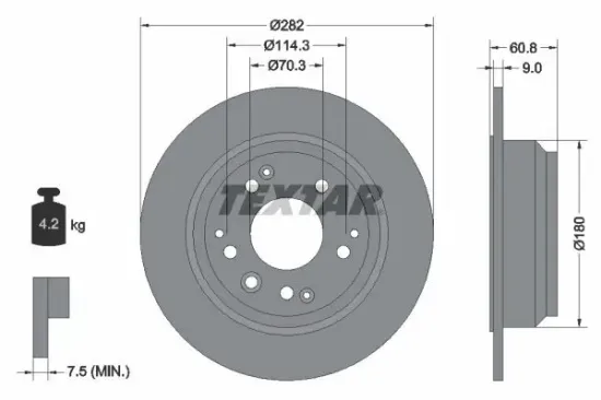 Bremsscheibe Hinterachse TEXTAR 92078400 Bild Bremsscheibe Hinterachse TEXTAR 92078400