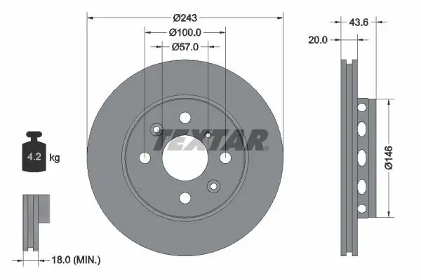 Bremsscheibe Vorderachse TEXTAR 92078500