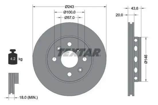 Bremsscheibe Vorderachse TEXTAR 92078500 Bild Bremsscheibe Vorderachse TEXTAR 92078500