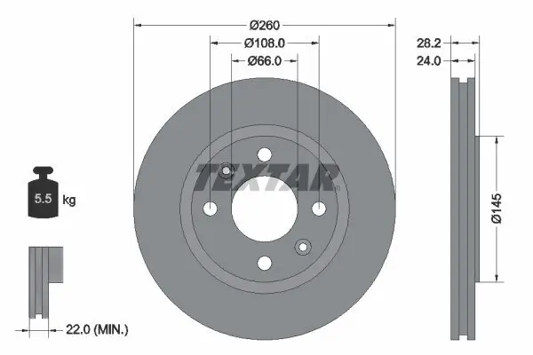 Bremsscheibe Vorderachse TEXTAR 92078603