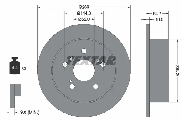 Bremsscheibe Hinterachse TEXTAR 92079300