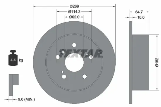 Bremsscheibe Hinterachse TEXTAR 92079300 Bild Bremsscheibe Hinterachse TEXTAR 92079300