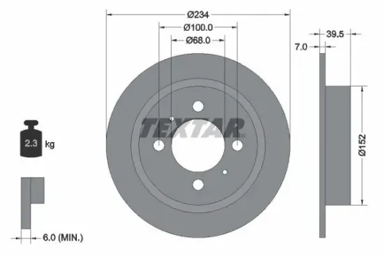 Bremsscheibe Hinterachse TEXTAR 92080000 Bild Bremsscheibe Hinterachse TEXTAR 92080000