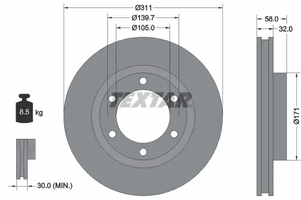 Bremsscheibe Vorderachse TEXTAR 92080600