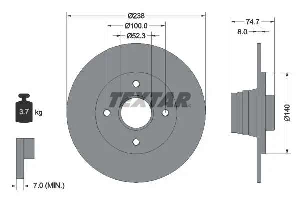 Bremsscheibe Hinterachse TEXTAR 92081200