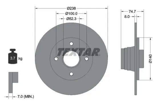Bremsscheibe Hinterachse TEXTAR 92081200 Bild Bremsscheibe Hinterachse TEXTAR 92081200
